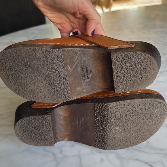 Celine Les Bois Tan Leather & Wood Clogs size 38 - Picture 5 of 9